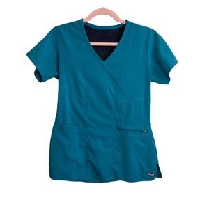 Grey’s Anatomy by Barco Spandex Stetch Blue Scrub Top